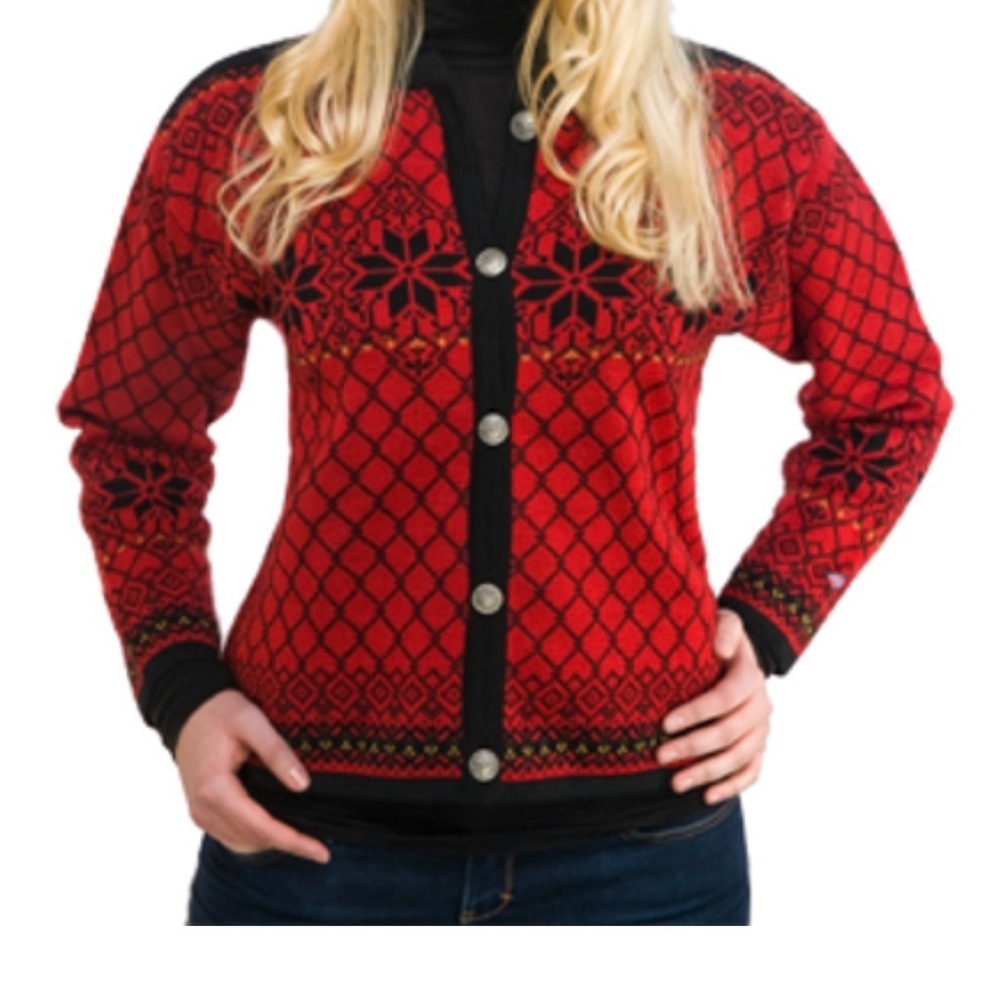 Norskwear 100% Wool Red and Black Cardigan Size XS